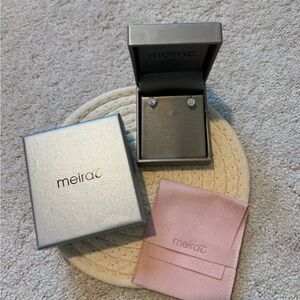 Meira T Silver Lab-grown diamond Stud Earrings